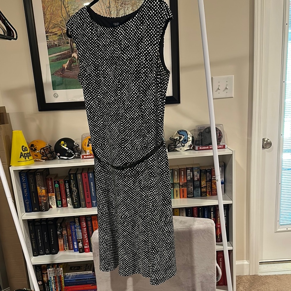 Chaps Black and White Sheath Midi Dress